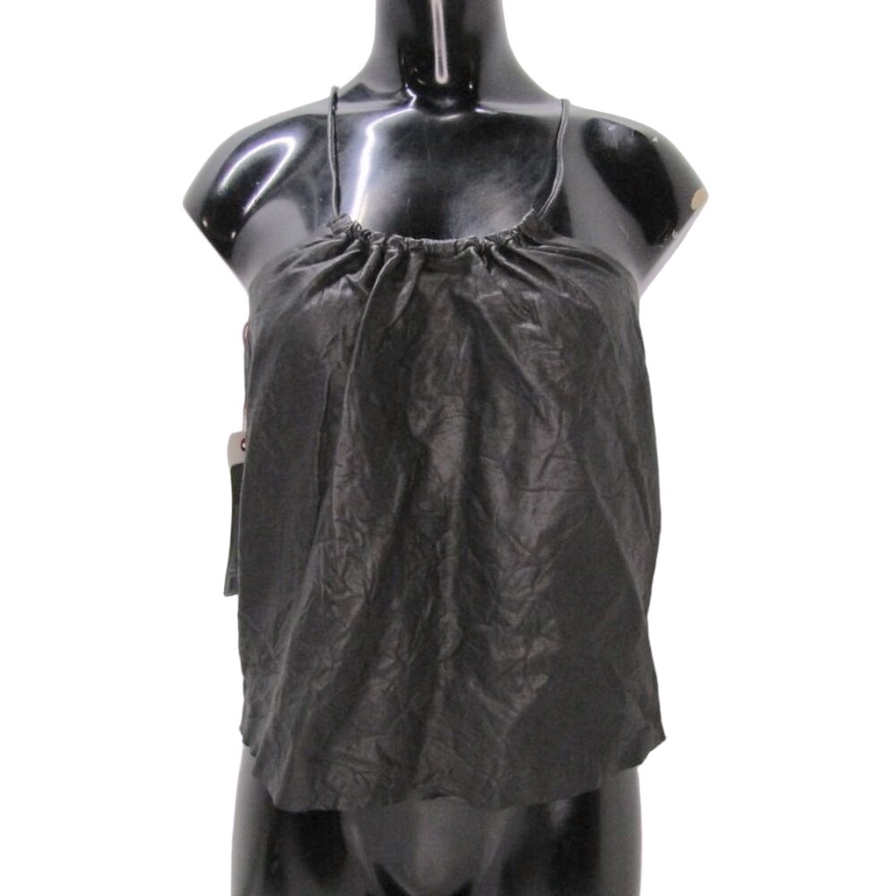 NEW ZADIG & VOLTAIRE Womens Top Black Size XS Cidonie Crinkled Leather